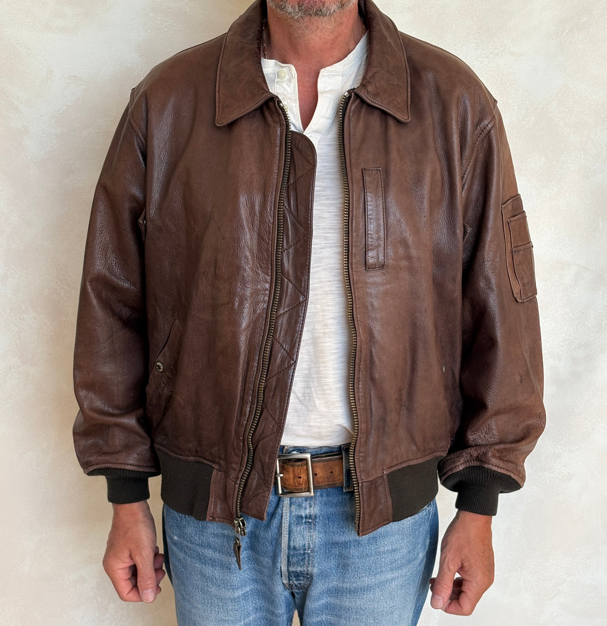 Avirex Limited B-15 Flight Jacket / 1978 US Army Air Forces Contract / Genuine Leather / XL