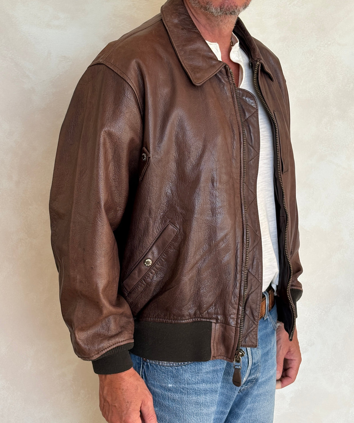 Avirex Limited B-15 Flight Jacket / 1978 US Army Air Forces Contract / Genuine Leather / XL
