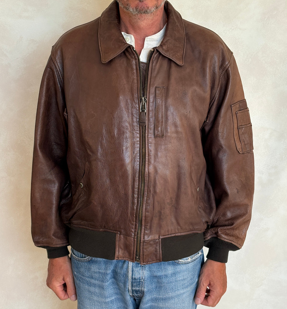 Avirex Limited B-15 Flight Jacket / 1978 US Army Air Forces Contract / Genuine Leather / XL