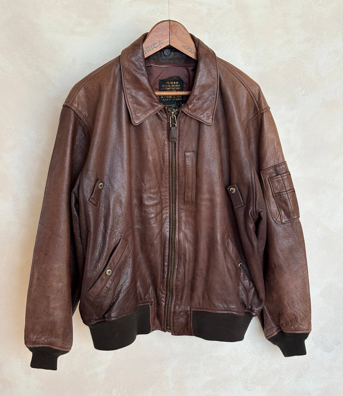 Avirex Limited B-15 Flight Jacket / 1978 US Army Air Forces Contract / Genuine Leather / XL
