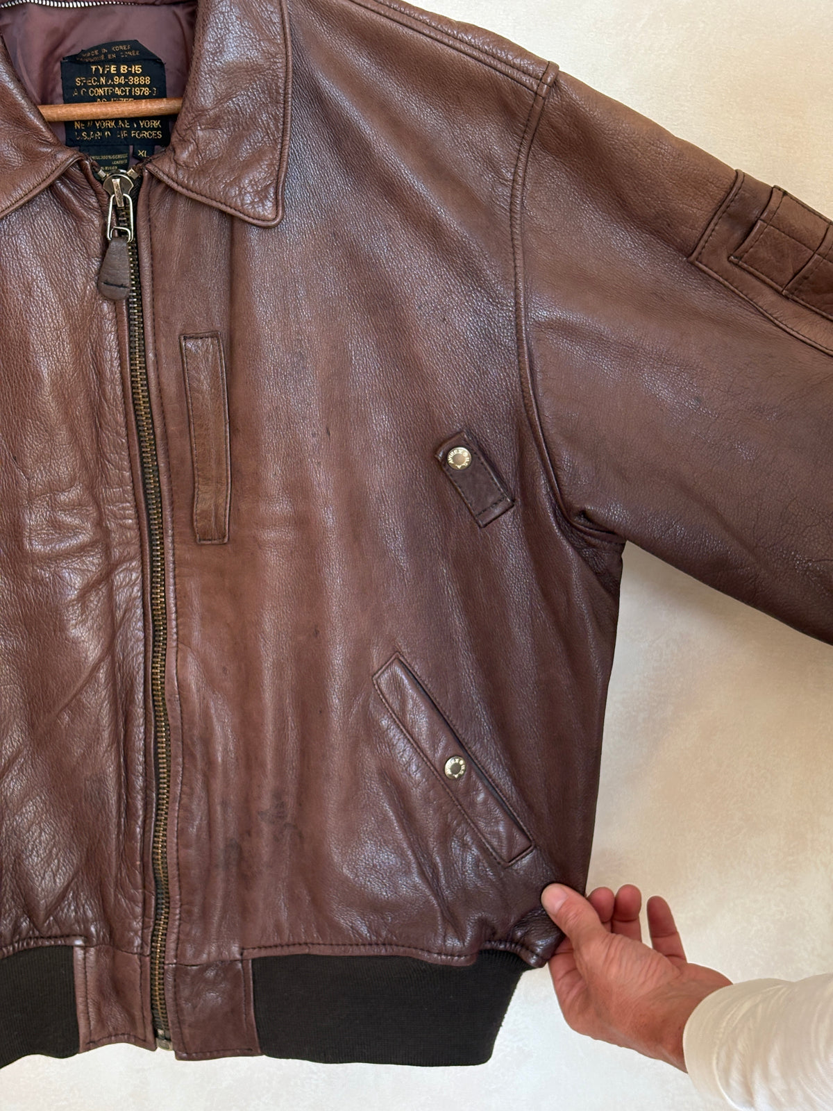 Avirex Limited B-15 Flight Jacket / 1978 US Army Air Forces Contract / Genuine Leather / XL