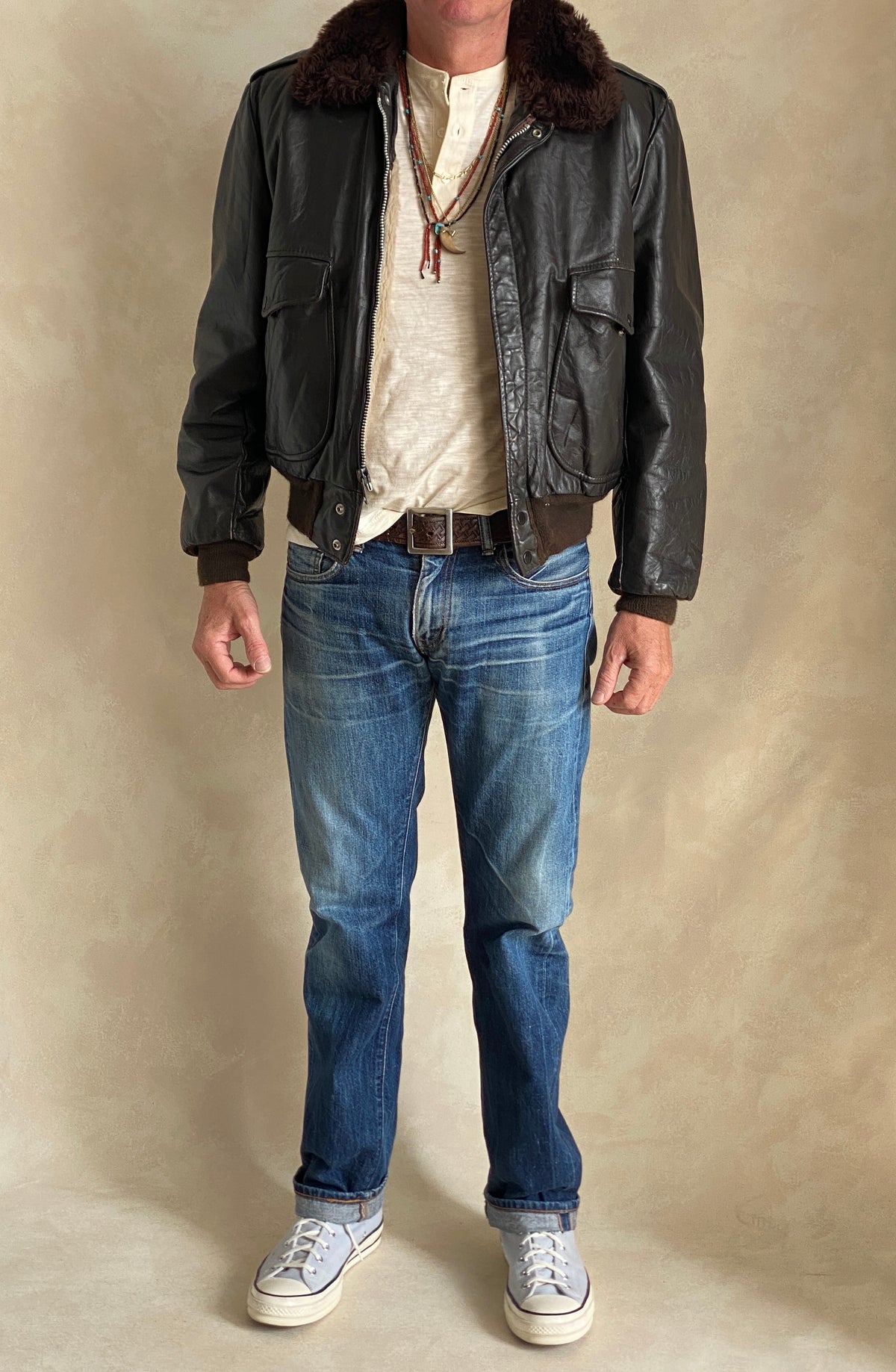 Vintage Flight leather jacket by Cooper – Made in the USA – Size 42 US / 52 EU-AJ357 Studio