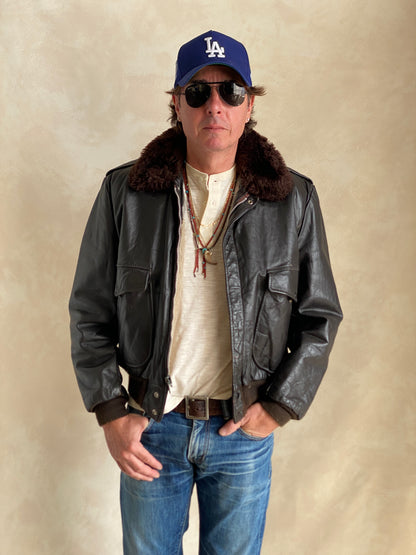 Vintage Flight leather jacket by Cooper – Made in the USA – Size 42 US / 52 EU.-AJ357 Studio