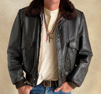 Vintage Flight leather jacket by Cooper – Made in the USA – Size 42 US / 52 EU-AJ357 Studio