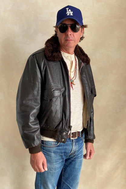 Vintage Flight leather jacket by Cooper – Made in the USA – Size 42 US / 52 EU.-AJ357 Studio