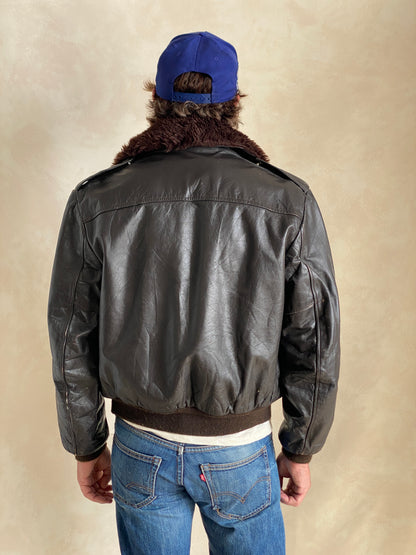 Vintage Flight leather jacket by Cooper – Made in the USA – Size 42 US / 52 EU.-AJ357 Studio