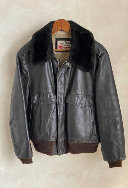 Vintage Sears Leather Bomber Flight Jacket Aviator – Size 42US / 52 EU – Made in the USA-AJ357 Studio