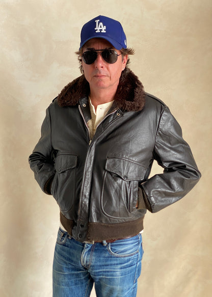 Vintage Leather Bomber Flight Jacket – Size 42US / 52EU – Featuring a Talon zipper-AJ357 Studio