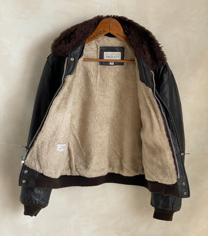 Vintage Leather Bomber Flight Jacket – Size 42US / 52EU – Featuring a Talon zipper-AJ357 Studio