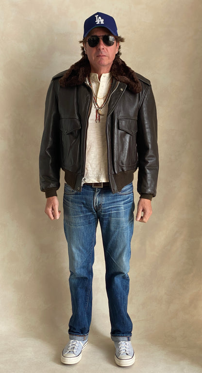 Golden Fleece Size 42 Vintage Leather Bomber Jacket - Made in USA-AJ357 Studio