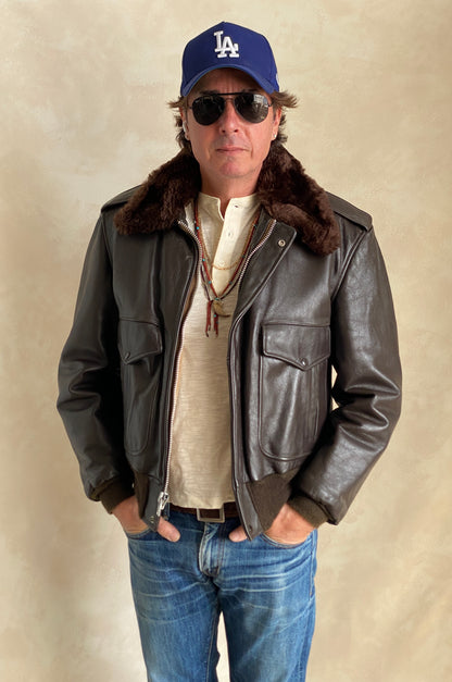 Golden Fleece Size 42 Vintage Leather Bomber Jacket - Made in USA-AJ357 Studio