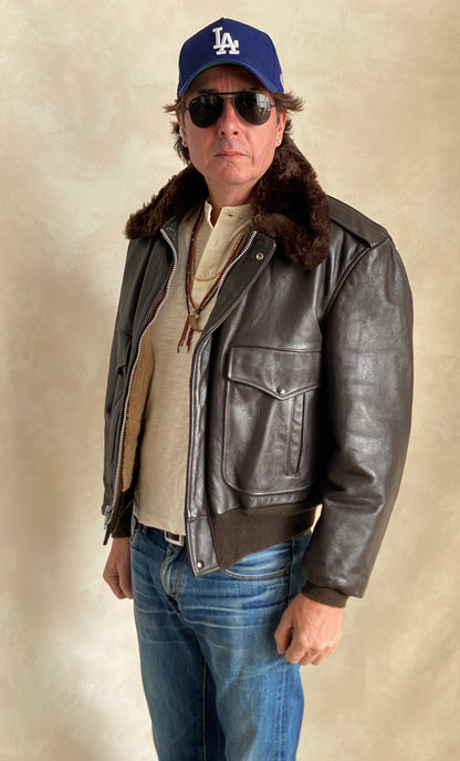 Golden Fleece Size 42 Vintage Leather Bomber Jacket - Made in USA-AJ357 Studio