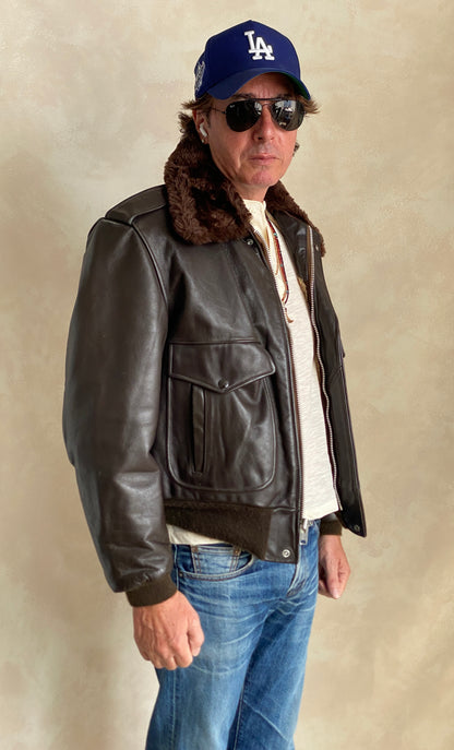 Golden Fleece Size 42 Vintage Leather Bomber Jacket - Made in USA-AJ357 Studio