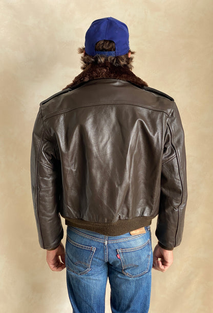 Golden Fleece Size 42 Vintage Leather Bomber Jacket - Made in USA-AJ357 Studio
