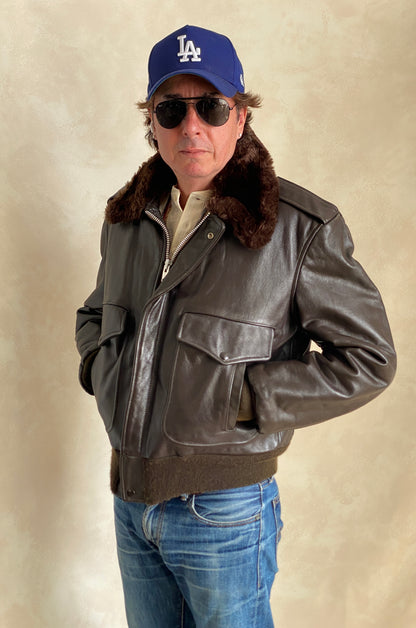 Golden Fleece Size 42 Vintage Leather Bomber Jacket - Made in USA-AJ357 Studio