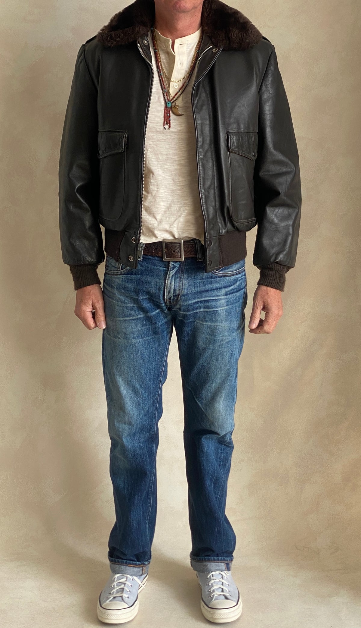 Vintage Leather Bomber Flight Jacket – Size 40US / 50EU – Made in USA-AJ357 Studio