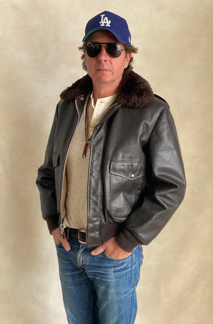 Vintage Leather Bomber Flight Jacket – Size 40US / 50EU – Made in USA-AJ357 Studio