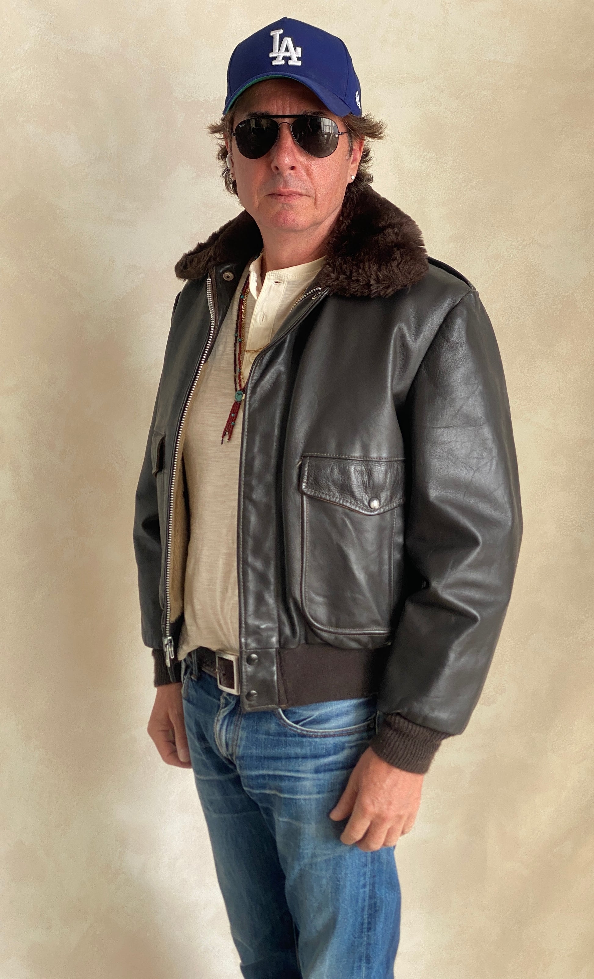 vintage leather bomber flight jacket g-1 aviator made in usa size 40us 50eu aj357 studio