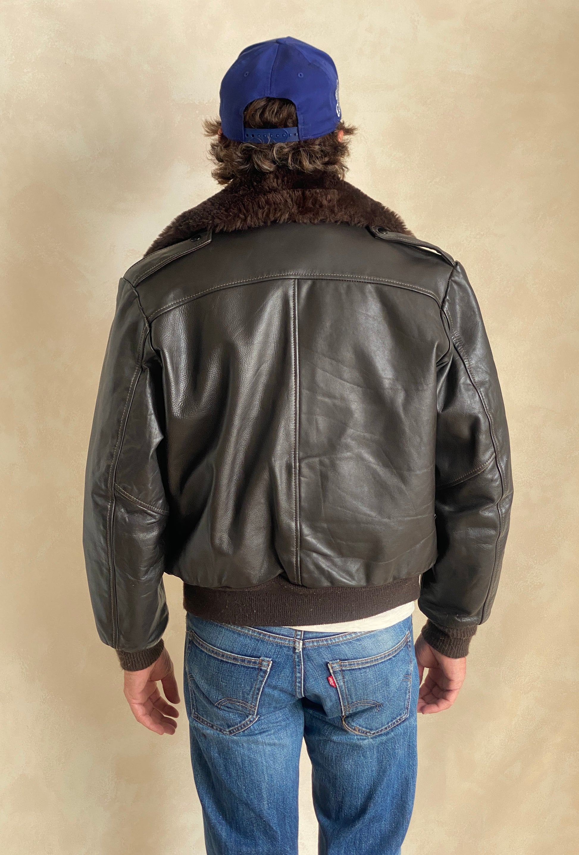 vintage leather bomber flight jacket g-1 aviator made in usa size 40us 50eu aj357 studio