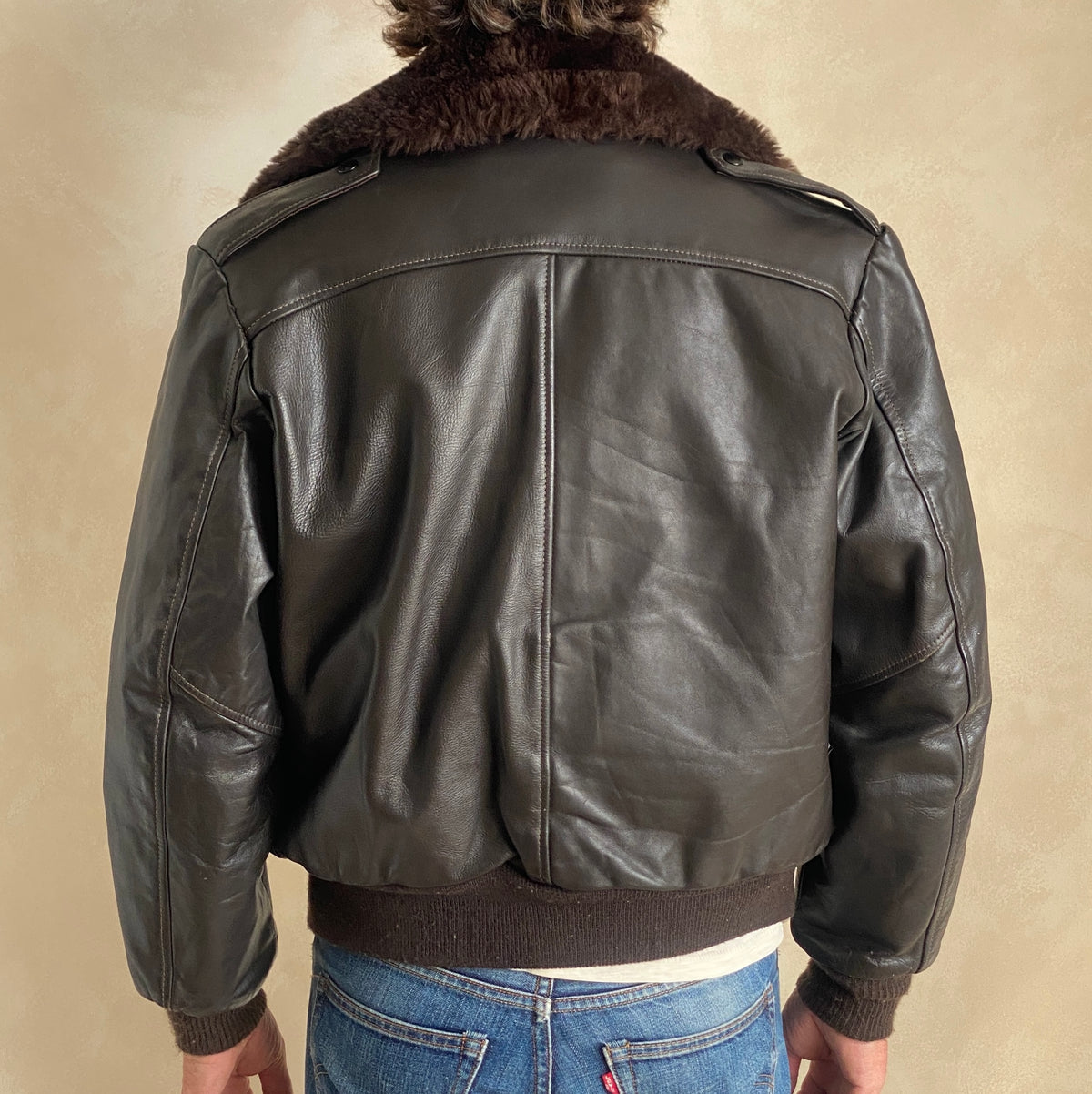 Vintage Leather Bomber Flight Jacket – Size 40US / 50EU – Made in USA-AJ357 Studio