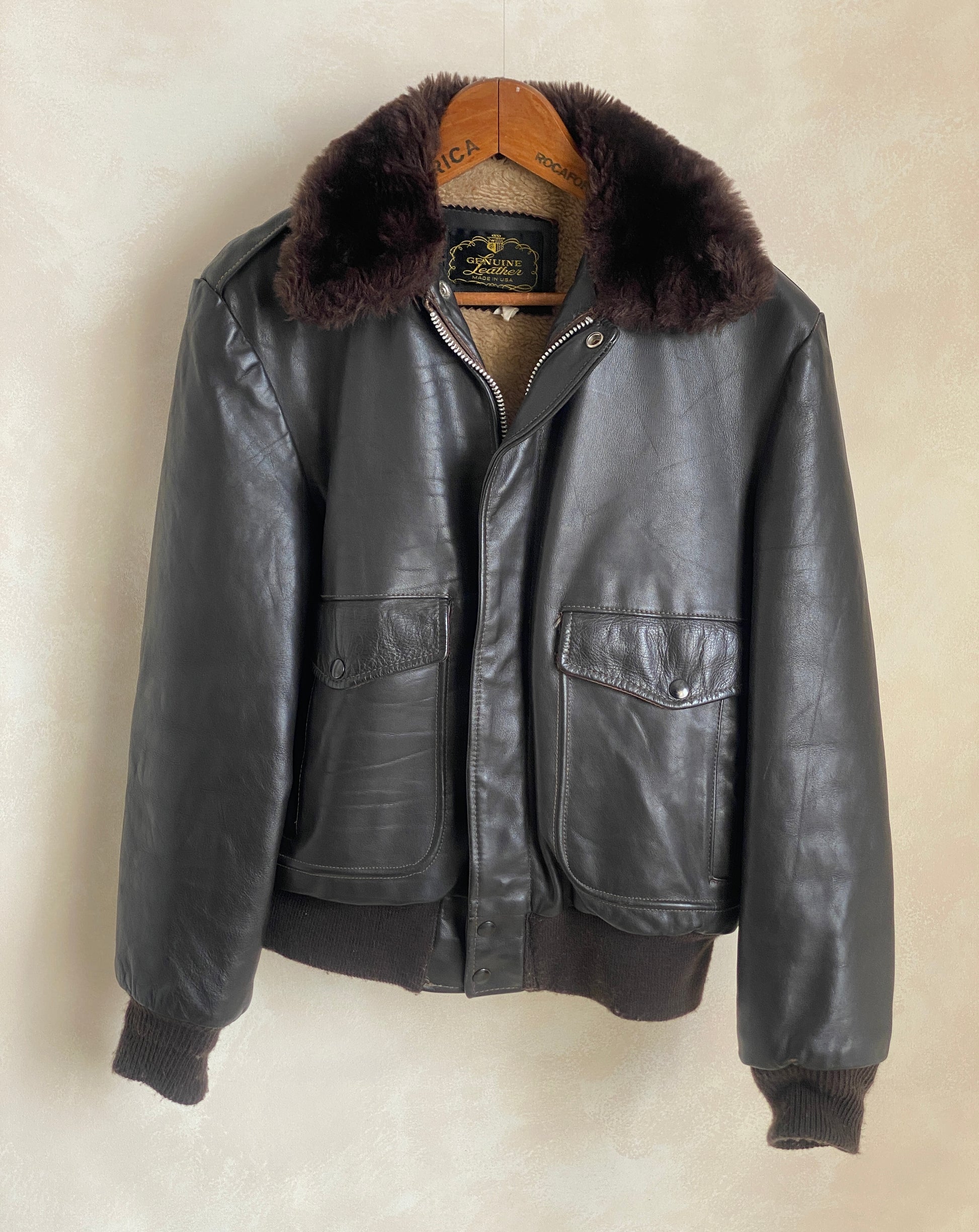 vintage leather bomber flight jacket g-1 aviator made in usa size 40us 50eu aj357 studio