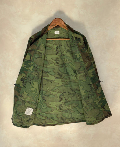Small Long. Authentic USMC 1969 US Army vintage Erld camouflage Vietnam jungle jacket. Military-AJ357 Studio