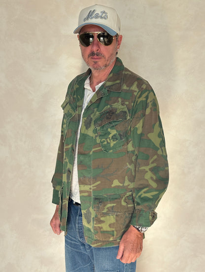Small Reg. Authentic USMC 1969 US Army vintage Erld camouflage Vietnam jungle jacket. Military-AJ357 Studio