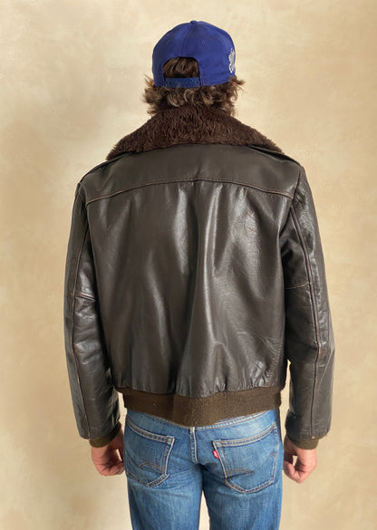 Size 42US (52EU). Vintage Cooper leather bomber flight jacket, made in the USA, featuring a Talon zipper.-AJ357 Studio