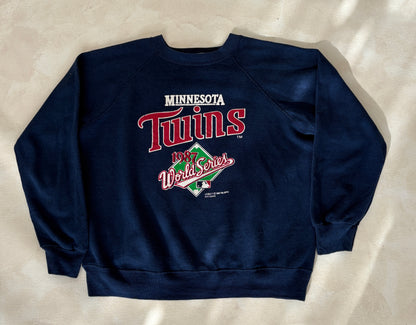 Size L Crew Neck Minnesota Twins 1987 Made in USA-AJ357 Studio