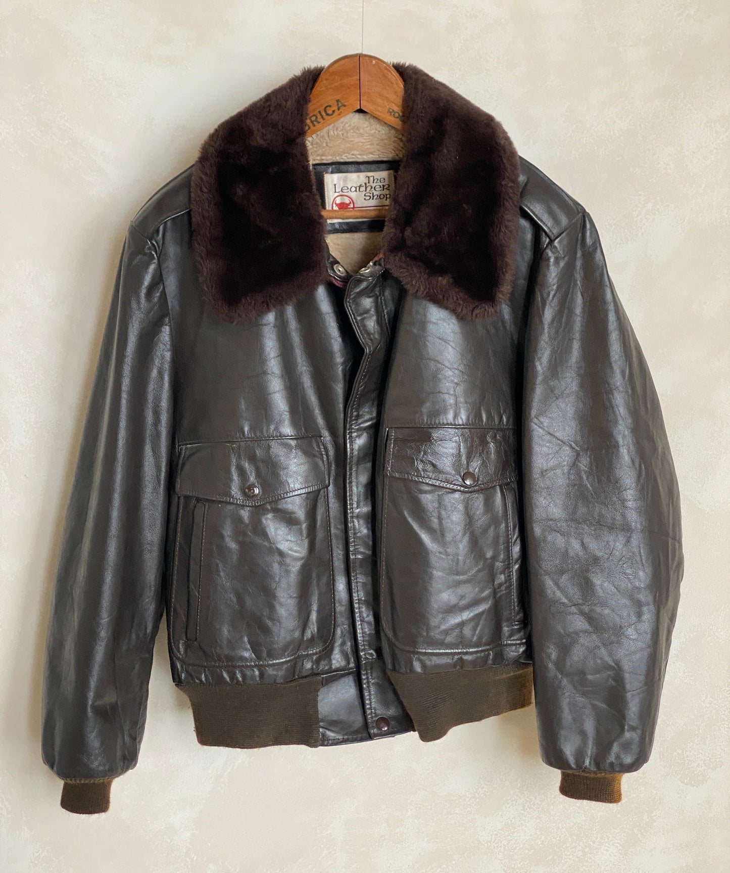 vintage aviator leather bomber flight jacket size 44us 54eu aj357 studio