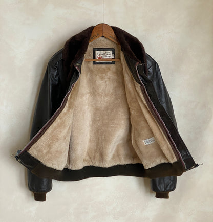 Vintage Aviator Leather Bomber Flight Jacket – Size 44US Regular / 54EU – Classic Style-AJ357 Studio