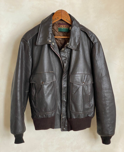 Vintage Aviator Leather Bomber Flight Jacket - Size 44US Reg (54EU) | Classic Style-AJ357 Studio
