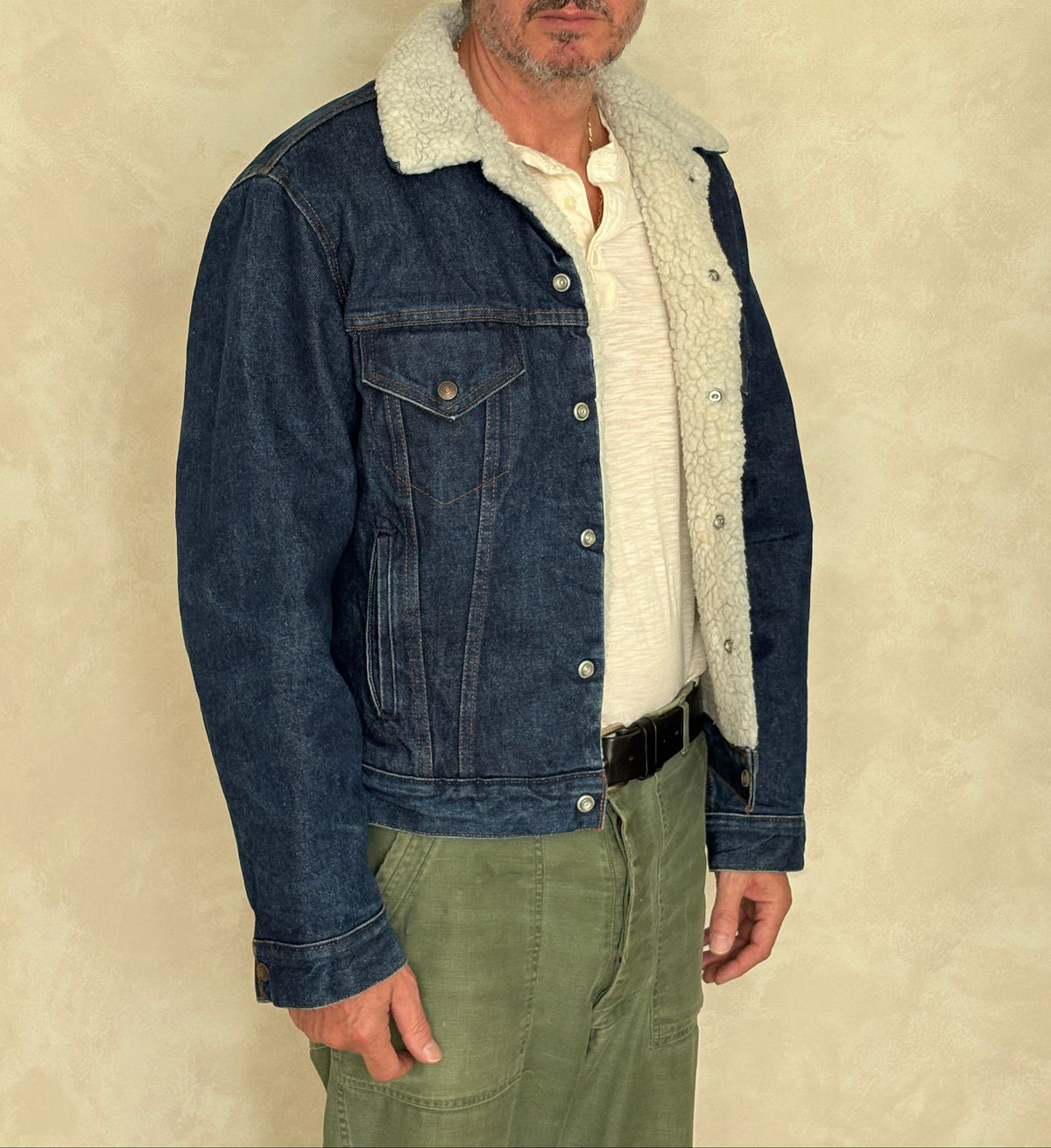 Size 42US/52EU. 4 pockets Vintage 80s Levis fleece Jacket Made in USA.-AJ357 Studio