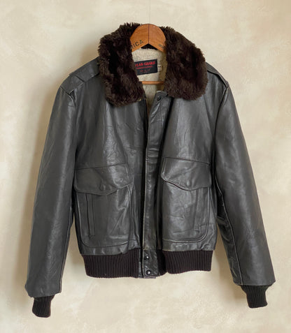 Vintage Aviator Leather Bomber Flight Jacket - Size 44US Regular (54EU) | Classic Style-AJ357 Studio