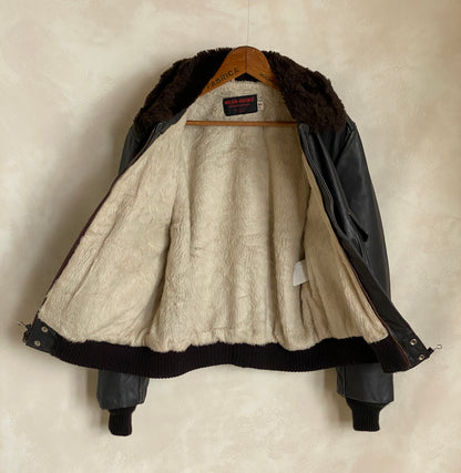 Vintage Aviator Leather Bomber Flight Jacket - Size 44US Regular (54EU) | Classic Style-AJ357 Studio