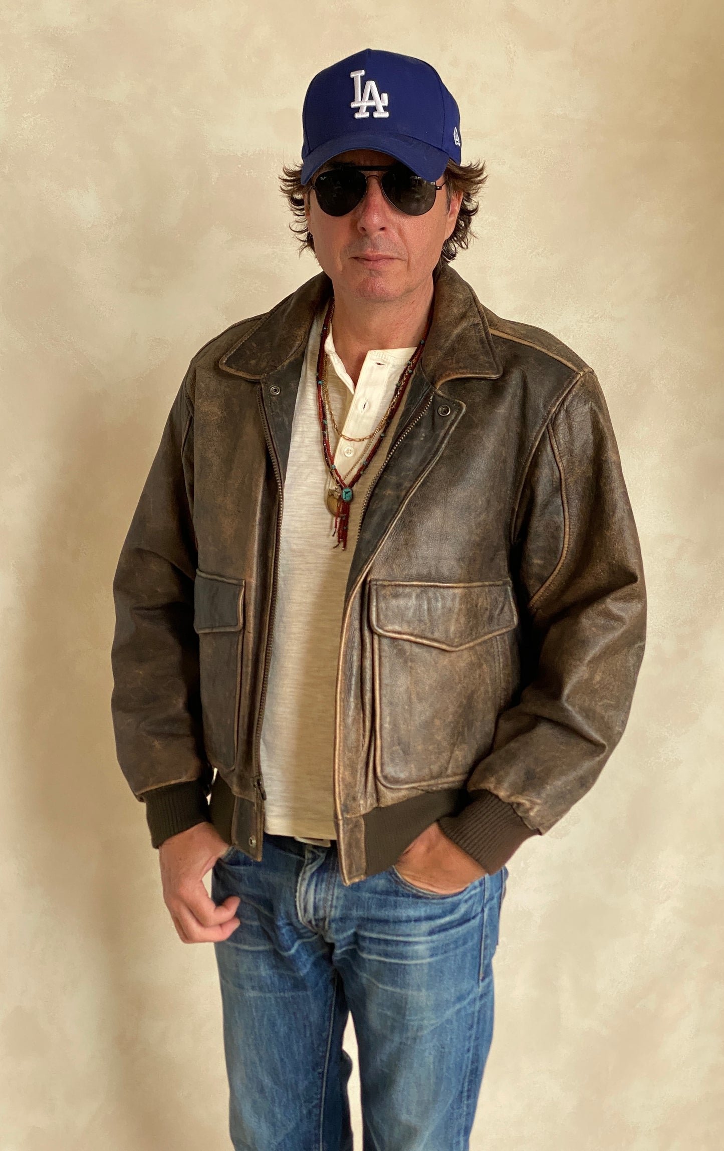 vintage leather bomber flight jacket aviator made in usa size 42us 52eu aj357 studio