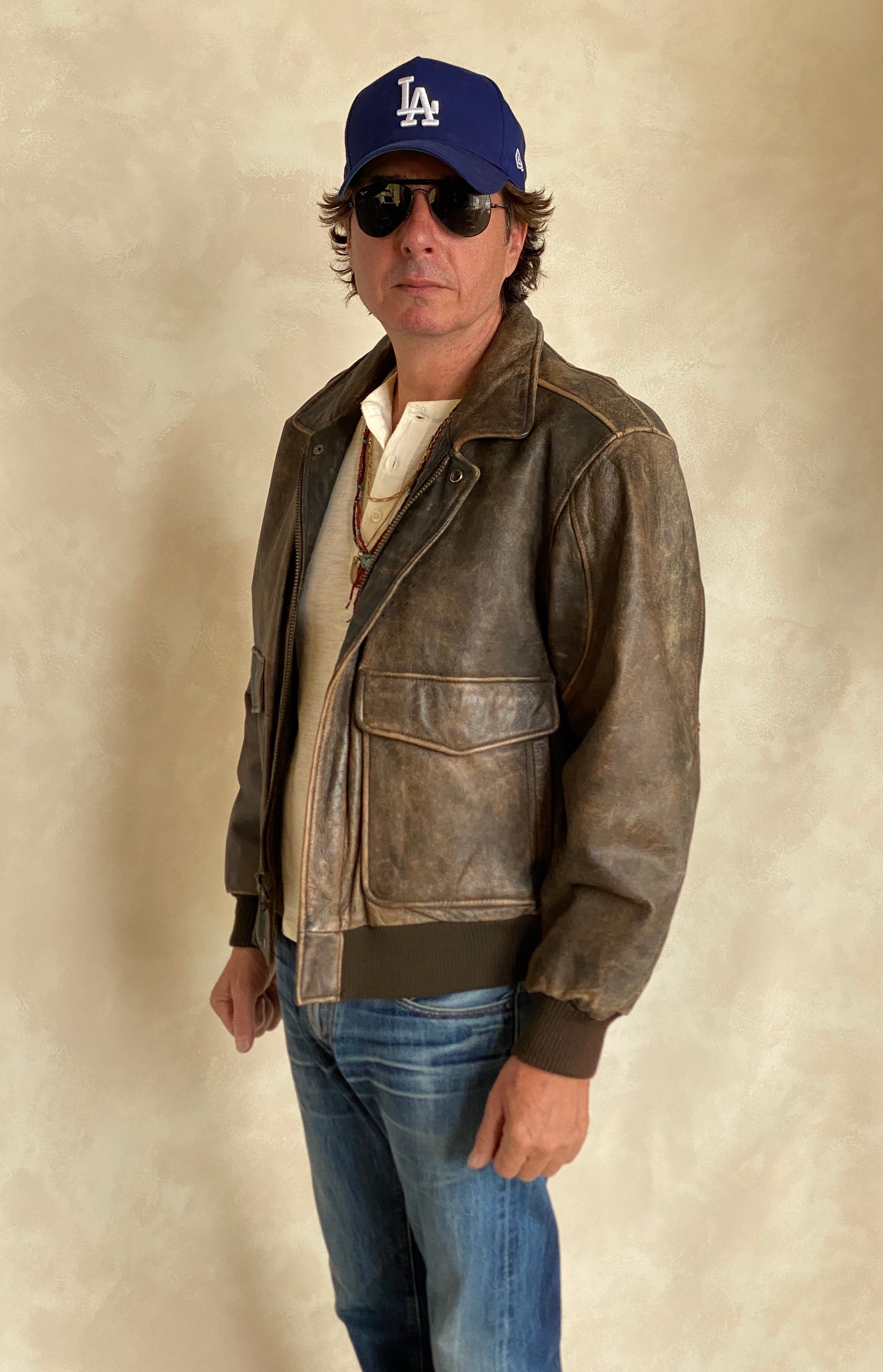 vintage leather bomber flight jacket aviator made in usa size 42us 52eu aj357 studio