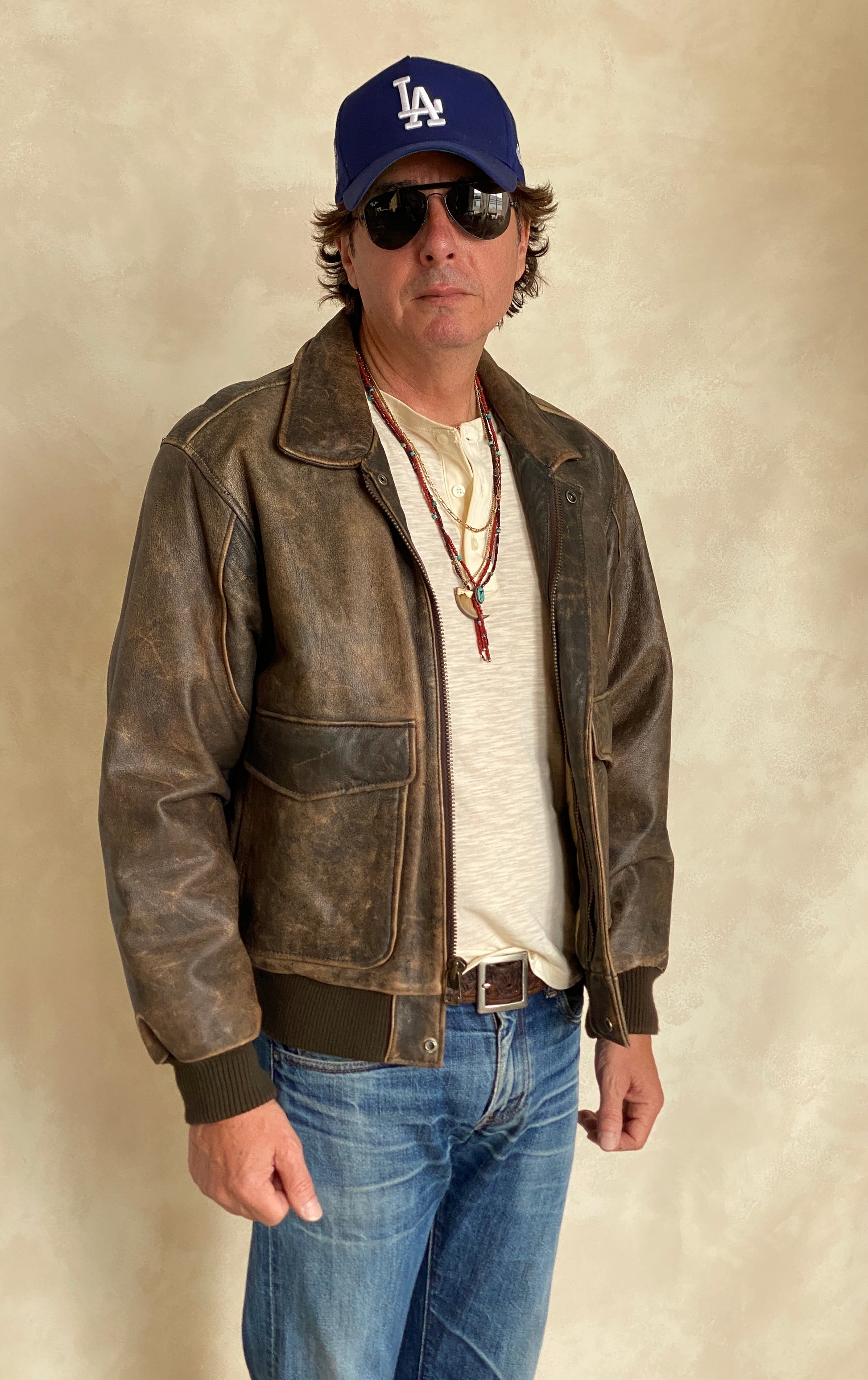 vintage leather bomber flight jacket aviator made in usa size 42us 52eu aj357 studio