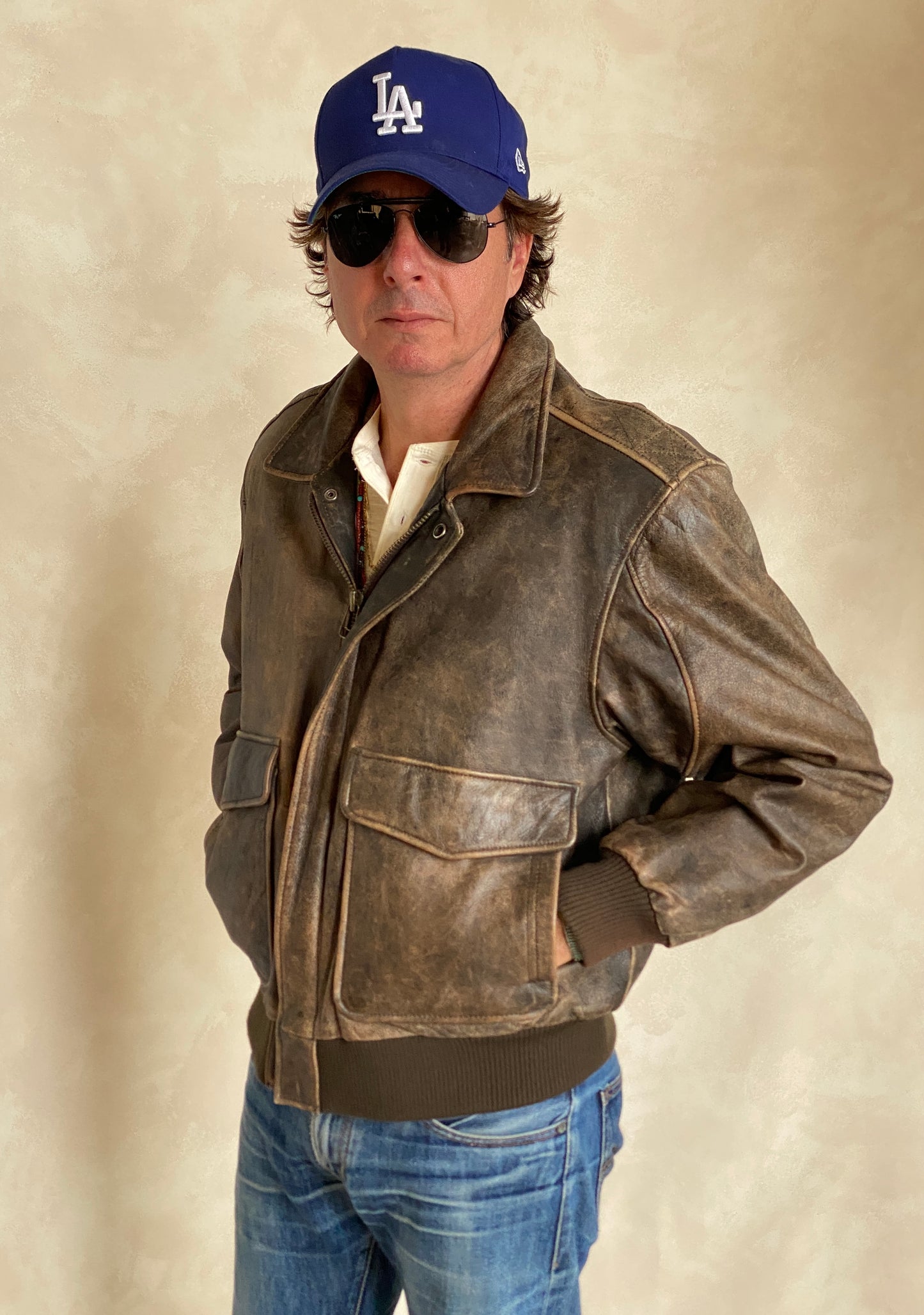 vintage leather bomber flight jacket aviator made in usa size 42us 52eu aj357 studio