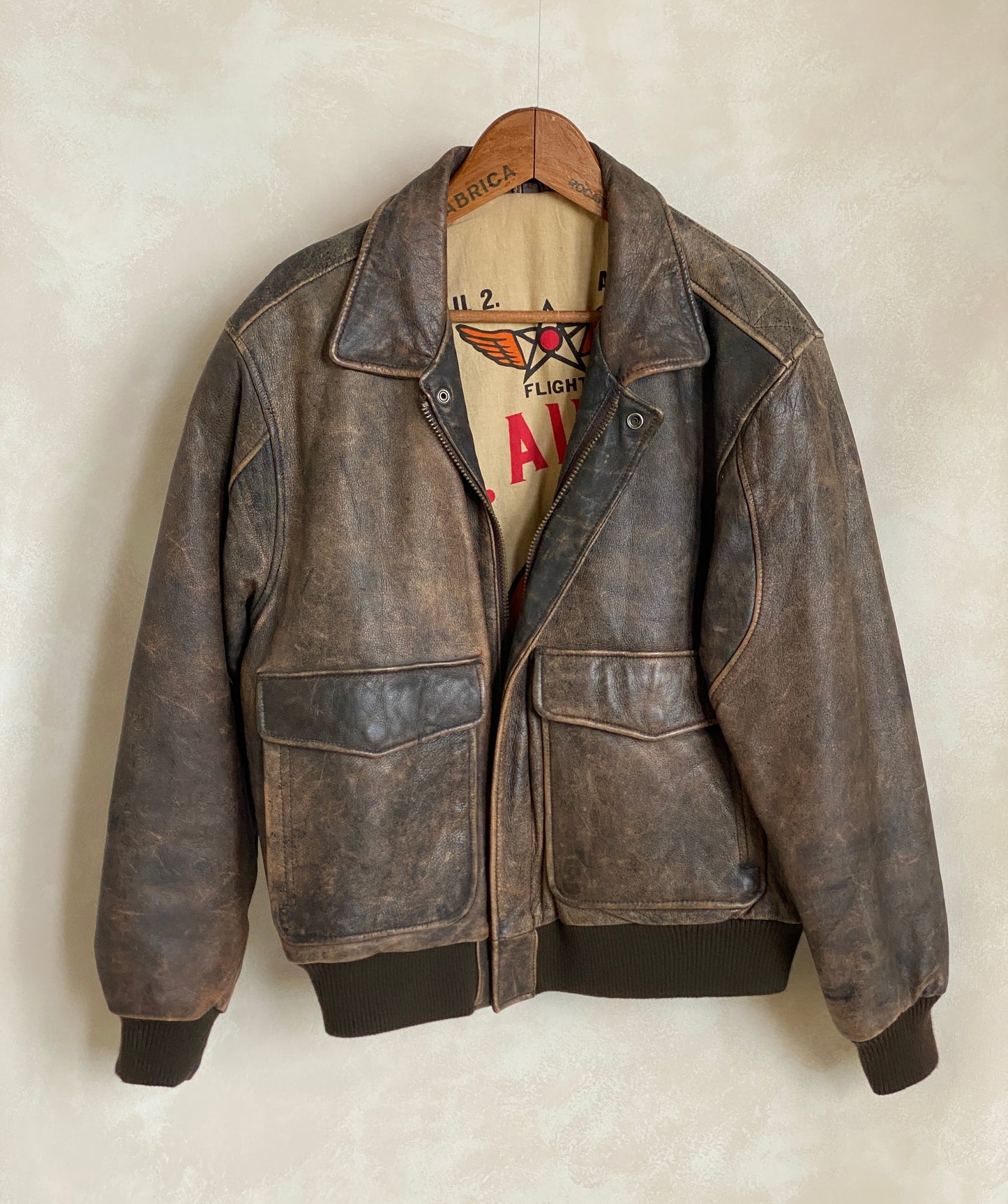 vintage leather bomber flight jacket aviator made in usa size 42us 52eu aj357 studio