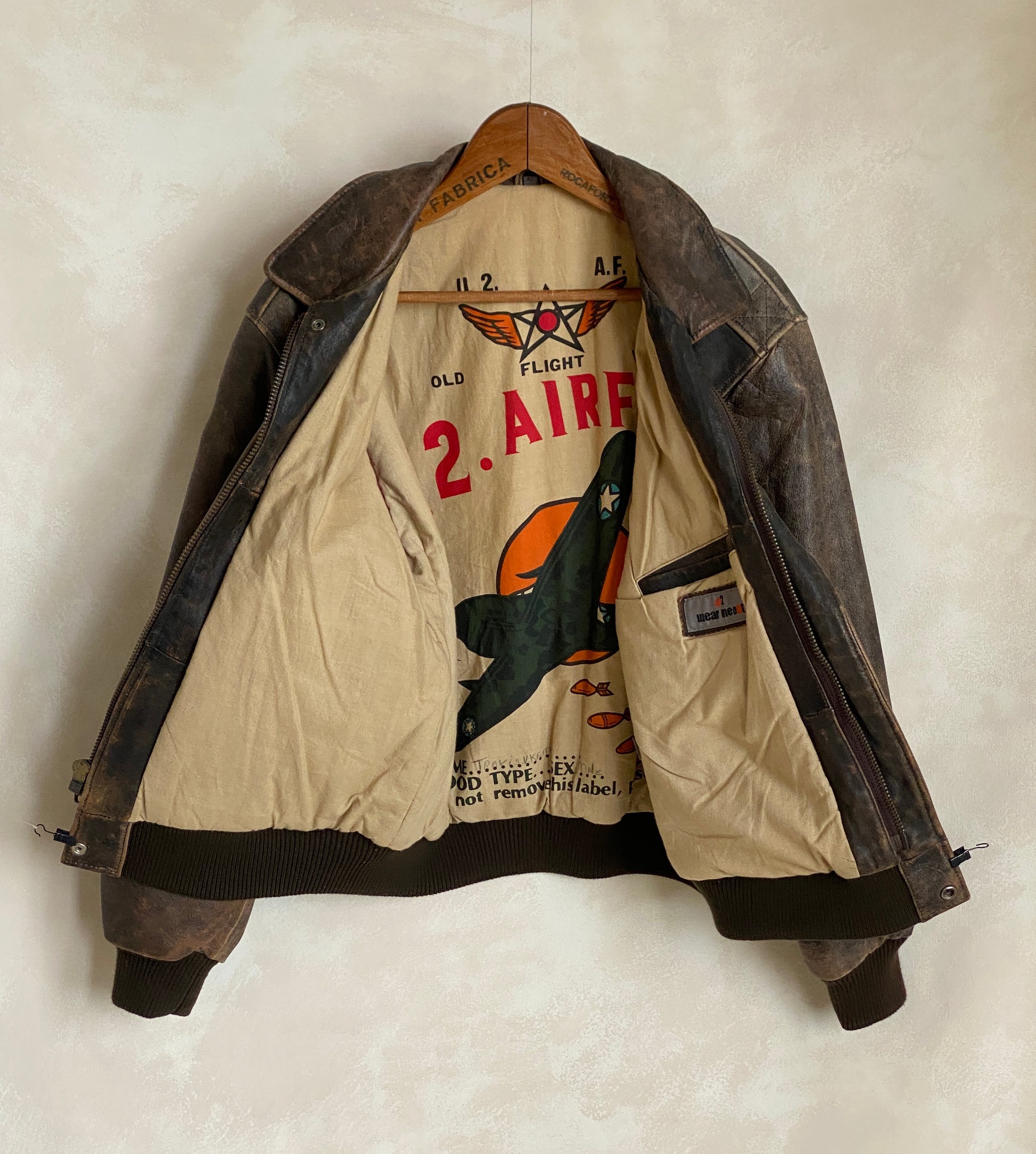 vintage leather bomber flight jacket aviator made in usa size 42us 52eu aj357 studio