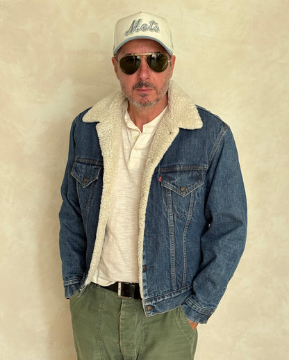 Size 44US / 54EU. 2 pockets Vintage Levis fleece-sherpa Jacket Made in USA.-AJ357 Studio