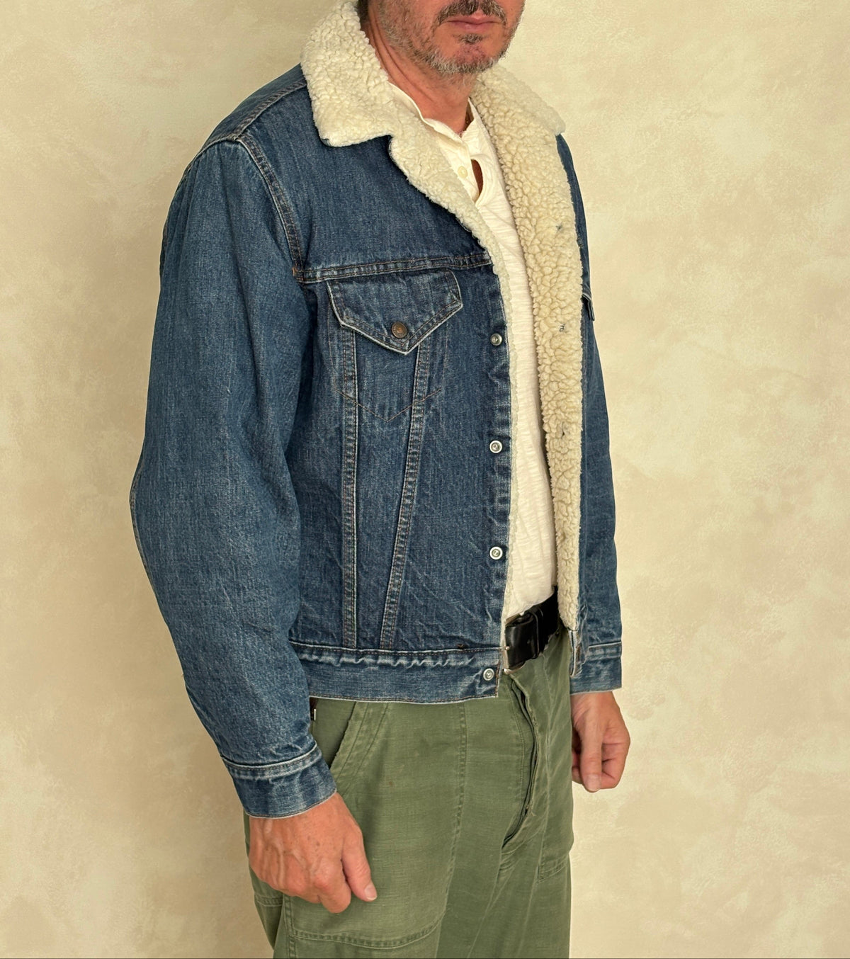 Size 44US / 54EU. 2 pockets Vintage Levis fleece-sherpa Jacket Made in USA.-AJ357 Studio