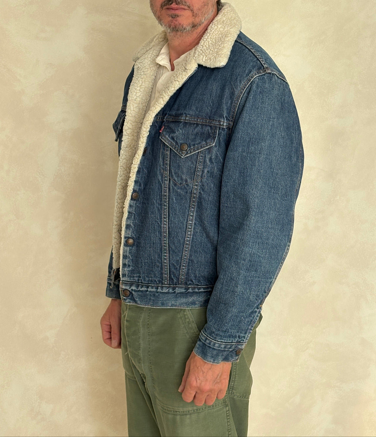 Size 44US / 54EU. 2 pockets Vintage Levis fleece-sherpa Jacket Made in USA.-AJ357 Studio