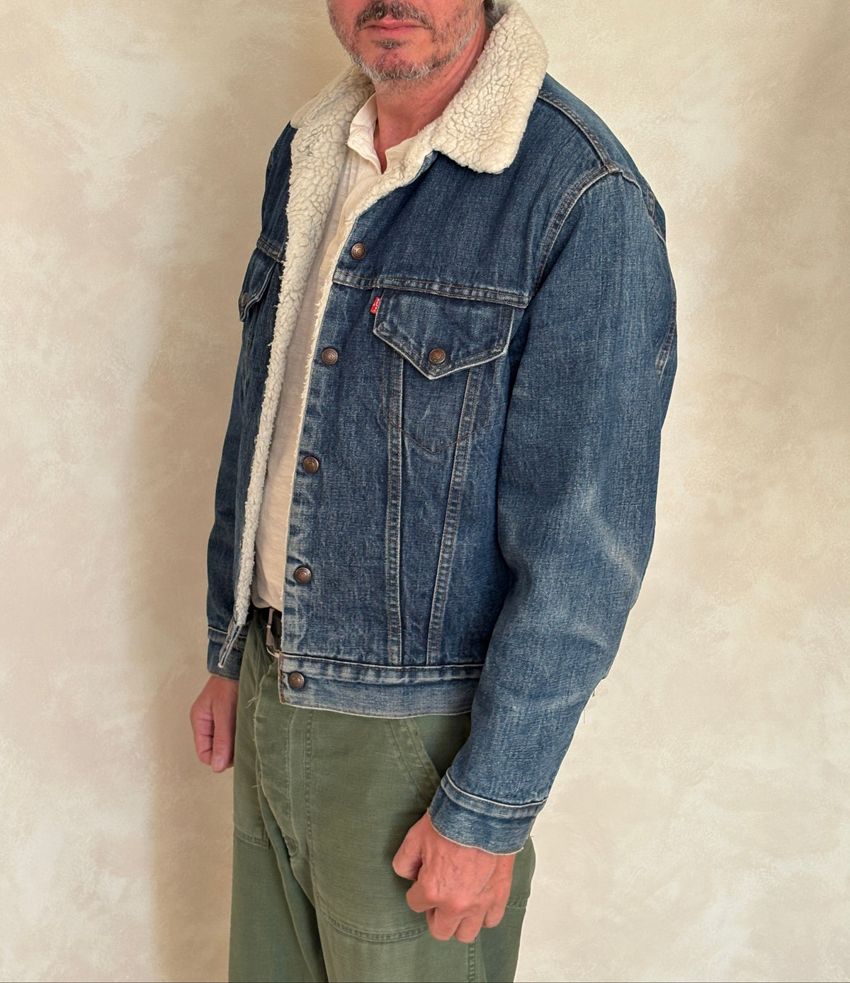 Size 42US / 52EU. 2 pockets Vintage Levis fleece Jacket Made in USA.-AJ357 Studio