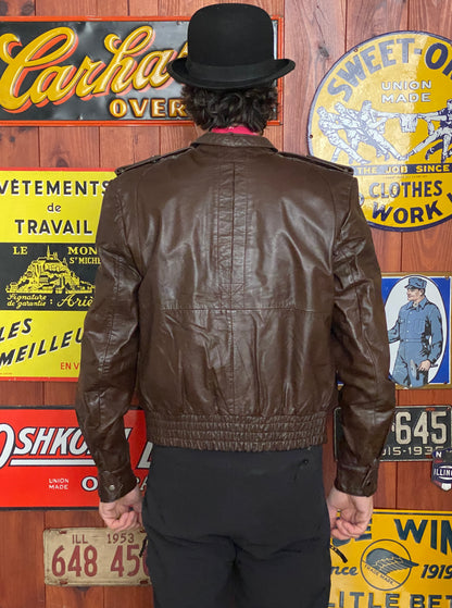 Vintage 70s Leather Jacket | Size 42US (52 EU)-AJ357 Studio