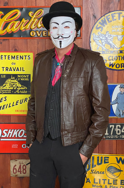 Vintage 70s Leather Jacket | Size 42US (52 EU)-AJ357 Studio