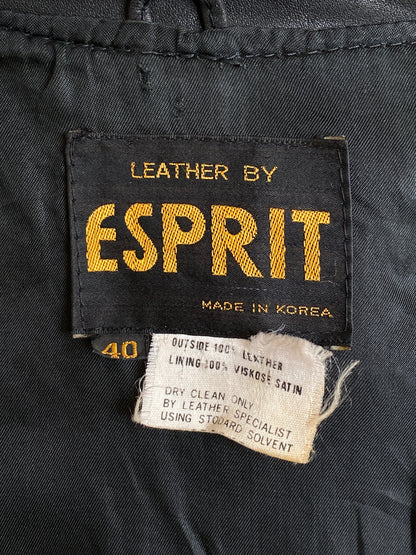 Size 40 US/ 50 Euro. Vintage 70s black cafe racer leather jacket with talon zipper-AJ357 Studio