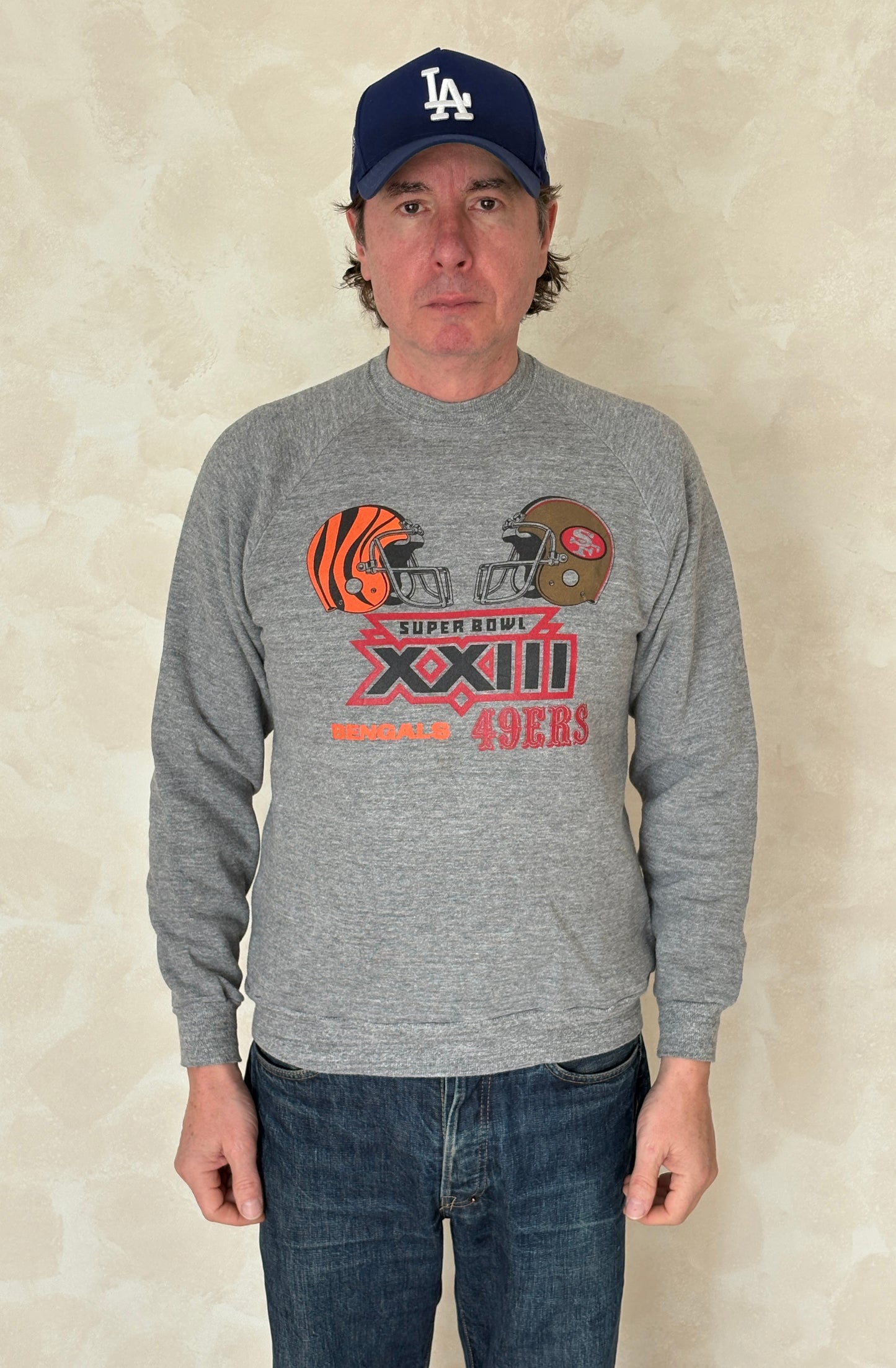 super bowl xxiii sweatshirt, bengals vs 49ers, vintage jerzees sweatshirt, nfl 80s crewneck, usa made sweatshirt