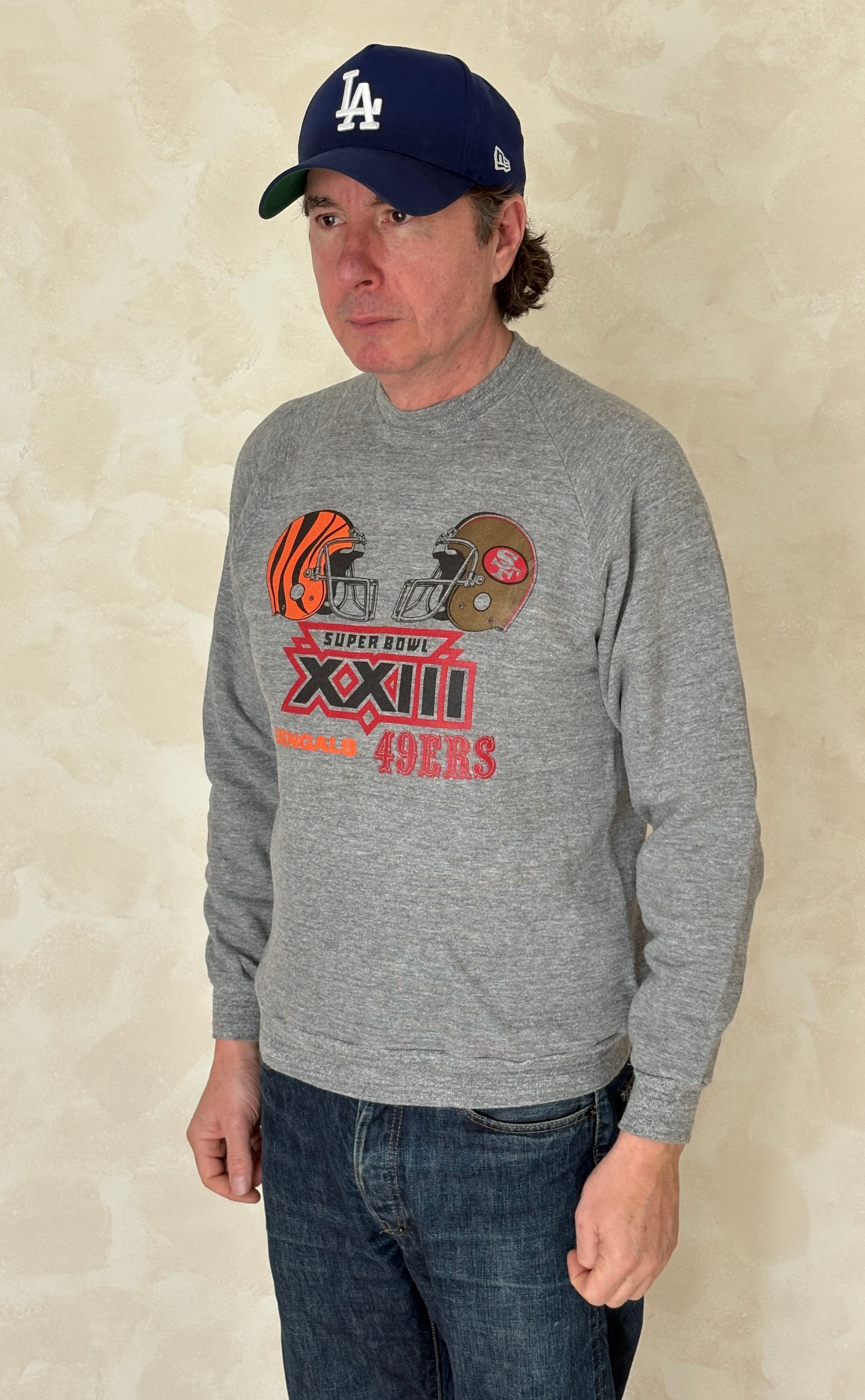 super bowl xxiii sweatshirt, bengals vs 49ers, vintage jerzees sweatshirt, nfl 80s crewneck, usa made sweatshirt